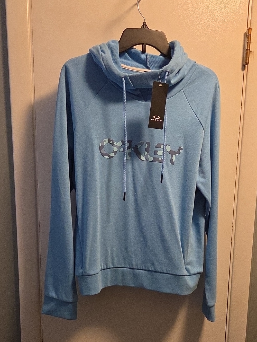 Oakley Women's Light Blue Cowl Hooded Pullover with Logo